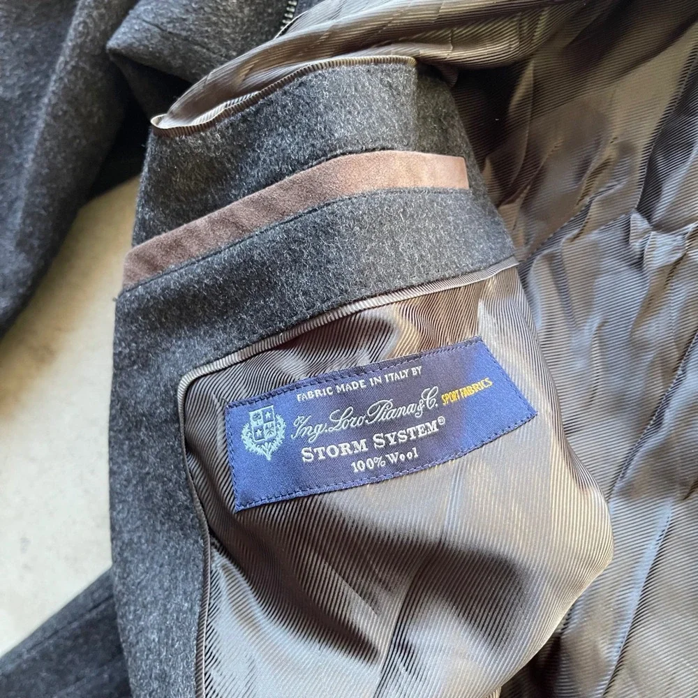 Brooks Brothers Loro Piana Storm System Wool Car Coat Mens XL Charcoal Grey